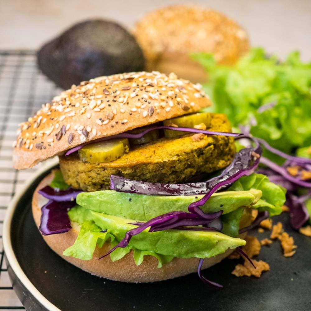 Veggie burger au steak de lentilles